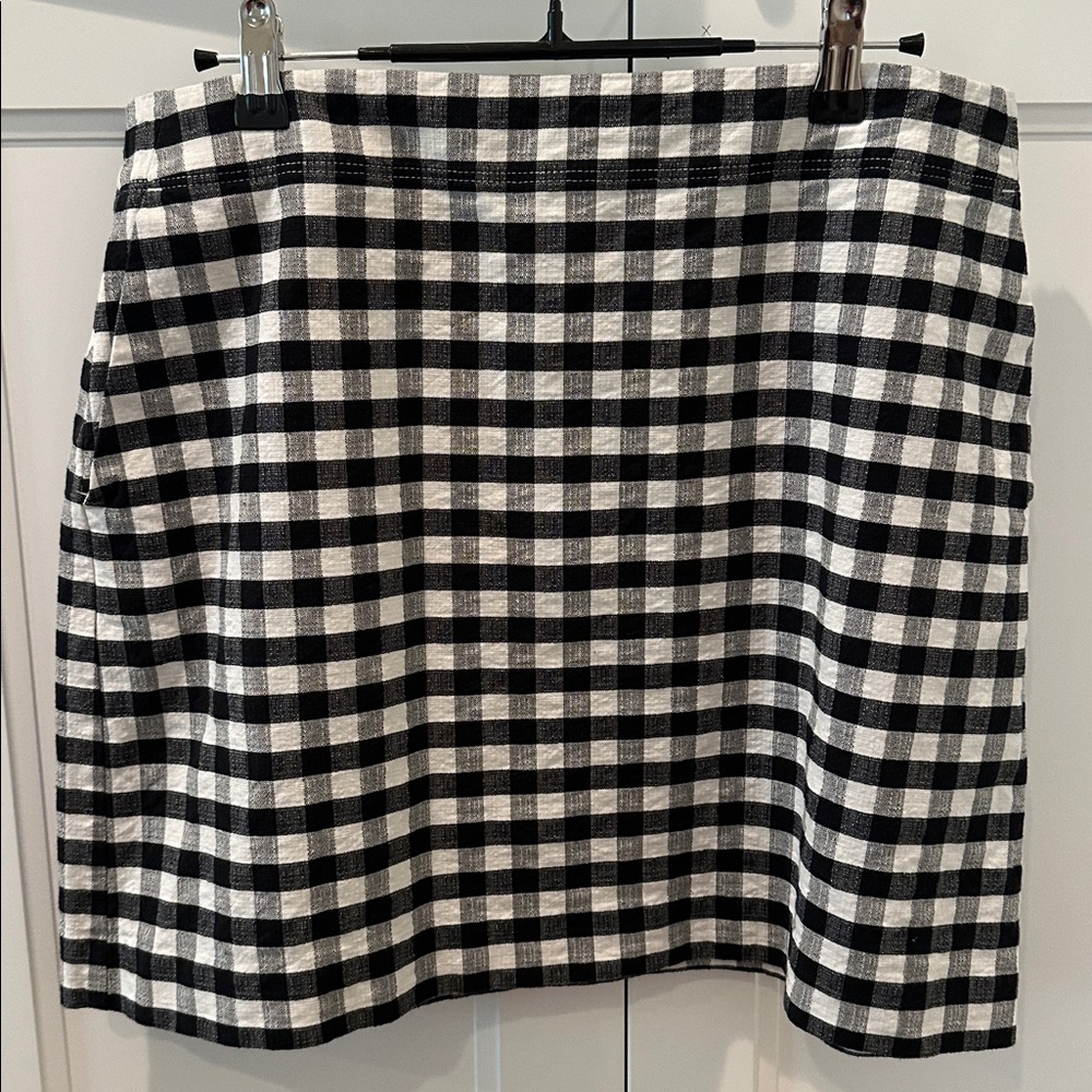 LOFT Black and White Checkered A-Line Skirt